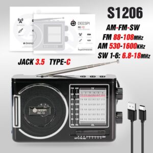 Радиоприемник deespi RE-12 BT/AM/FM/SW/USB/AUX/MicroSD 1