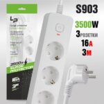 Сетевой фильтр-удлинитель Live-Power LP5100 3р. С/З 16А с выкл. 3м (white)