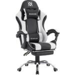 Игровое кресло Tios Чер/бел,класс3,PU,подножка DEFENDER 1