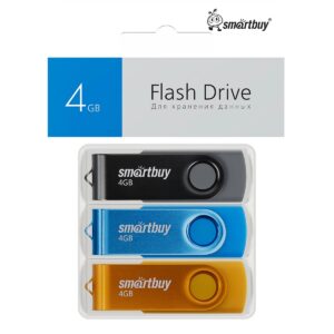 Комплект 3 шт USB 2.0 накопителей Smartbuy 004 ГБ серия Twist Чёрный+Синий+Жёлтый 1
