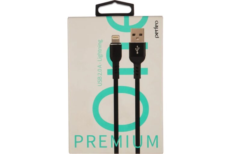 PERFEO Кабель USB A вилка - Lightning вилка, 2.4A, черный, длина 1 м., Light Premium (I4316) 1
