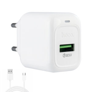 HOCO CS52A + Кабель Type-C 1m/ Сетевое ЗУ/ QC 3.0/ 1 USB/ 18W/ White 1