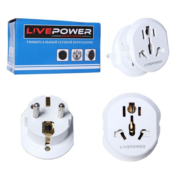 Переходник Евро вилка Live-Power K1616  White (20pcs) 1