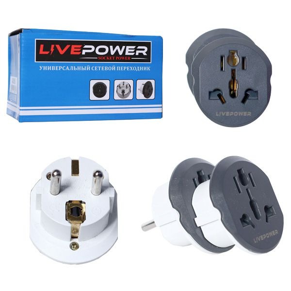 Переходник Евро вилка Live-Power K1616  black (20pcs) 1