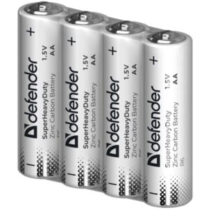 Батарейка солевая R6-4S АА, шринк, 4 шт., Zinc DEFENDER 1