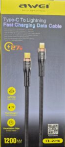 Кабель USB Awei CL-229I  {Black} 1200mm 27W 1