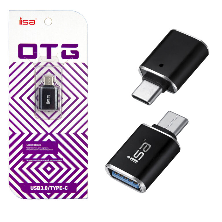Переходник OTG на Type-C USB 3.0 G-15 ISA black (1000 шт/кор) 1