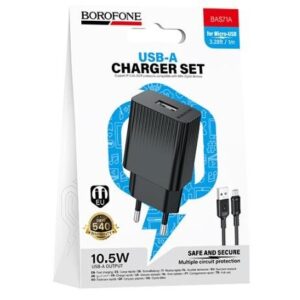 BOROFONE BAS71A/ Сетевое ЗУ + Кабель Micro 1m/ 1 USB/ Выход: 10.5W/ черный 1