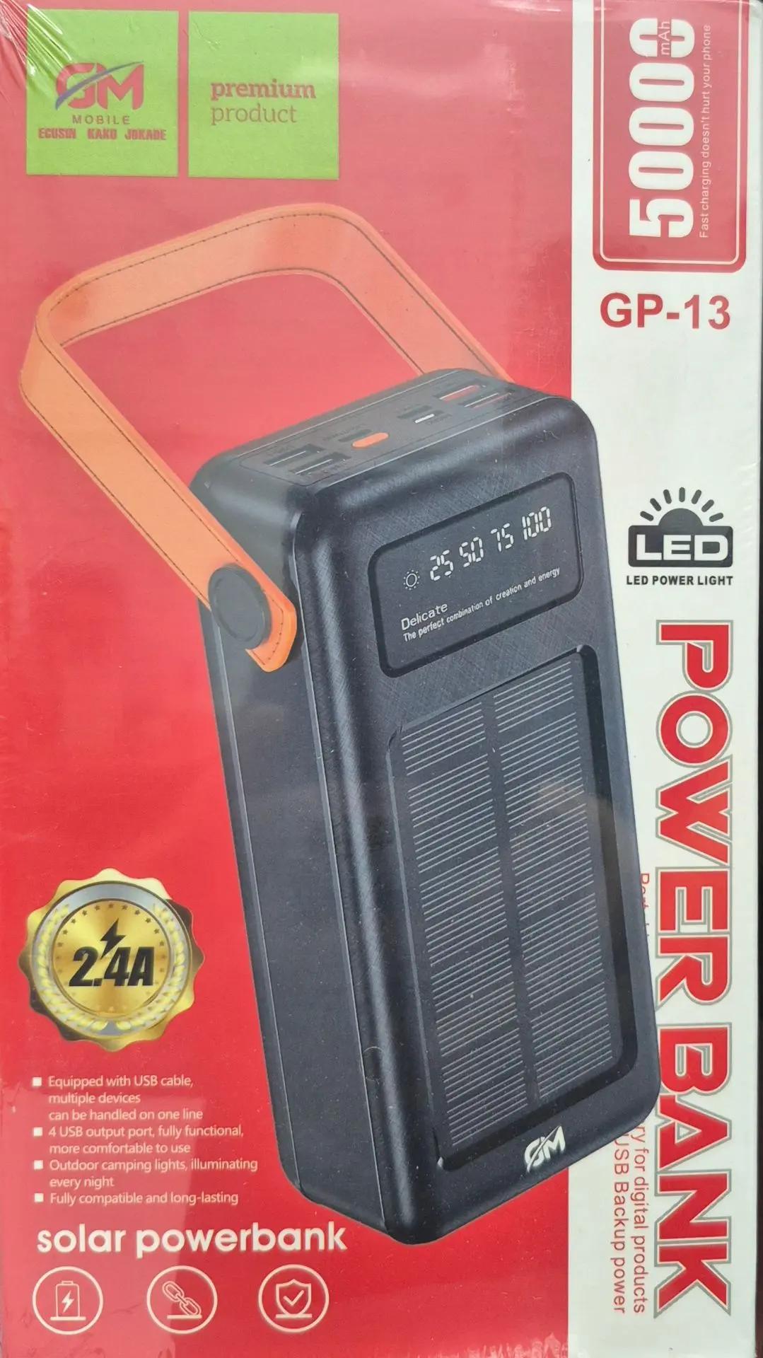 Внешний аккумулятор GM 50000mAh GP13 Solar Black 1 Внешний аккумулятор GM 50000mAh GP13 Solar Black 1