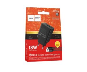 HOCO CS92A/ Сетевое ЗУ/ QC 3.0/ 1 USB/ 18W/ черный 1