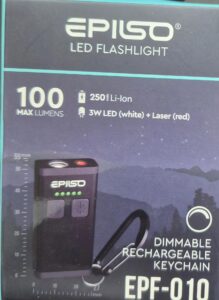 Фонарь EPILSO EPF-010 (брелок, 1LEDx3W, 1x250mAh, 5В (USB), металл/пластик, лазер)  (1/100) 1