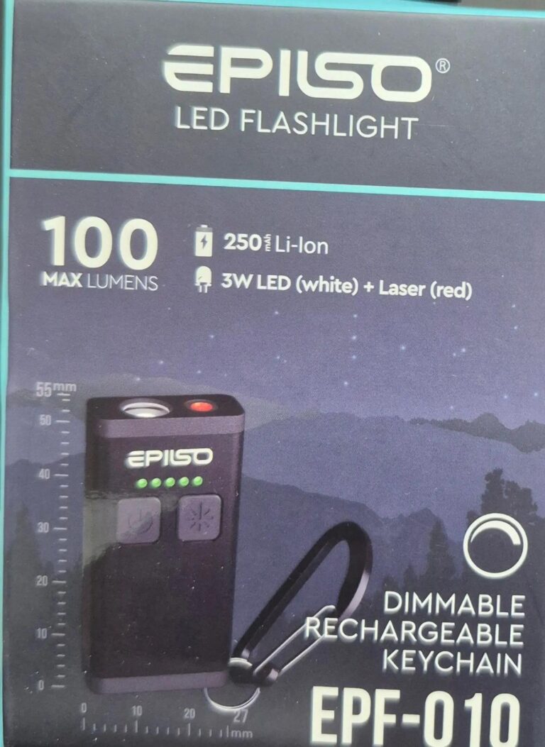 Фонарь EPILSO EPF-010 (брелок, 1LEDx3W, 1x250mAh, 5В (USB), металл/пластик, лазер)  (1/100) 1
