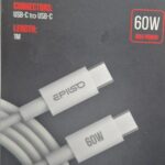 Кабель EPILSO EPD-C1000, USB-C вилка - USB-C вилка,  1 м, 60Вт, белый (1/100)
