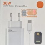 СЗУ Copy Mi USB 30W LED + кабель Type-C (белый)