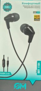 Наушники GM GOT 1104 3.5mm прямой штекер black 1