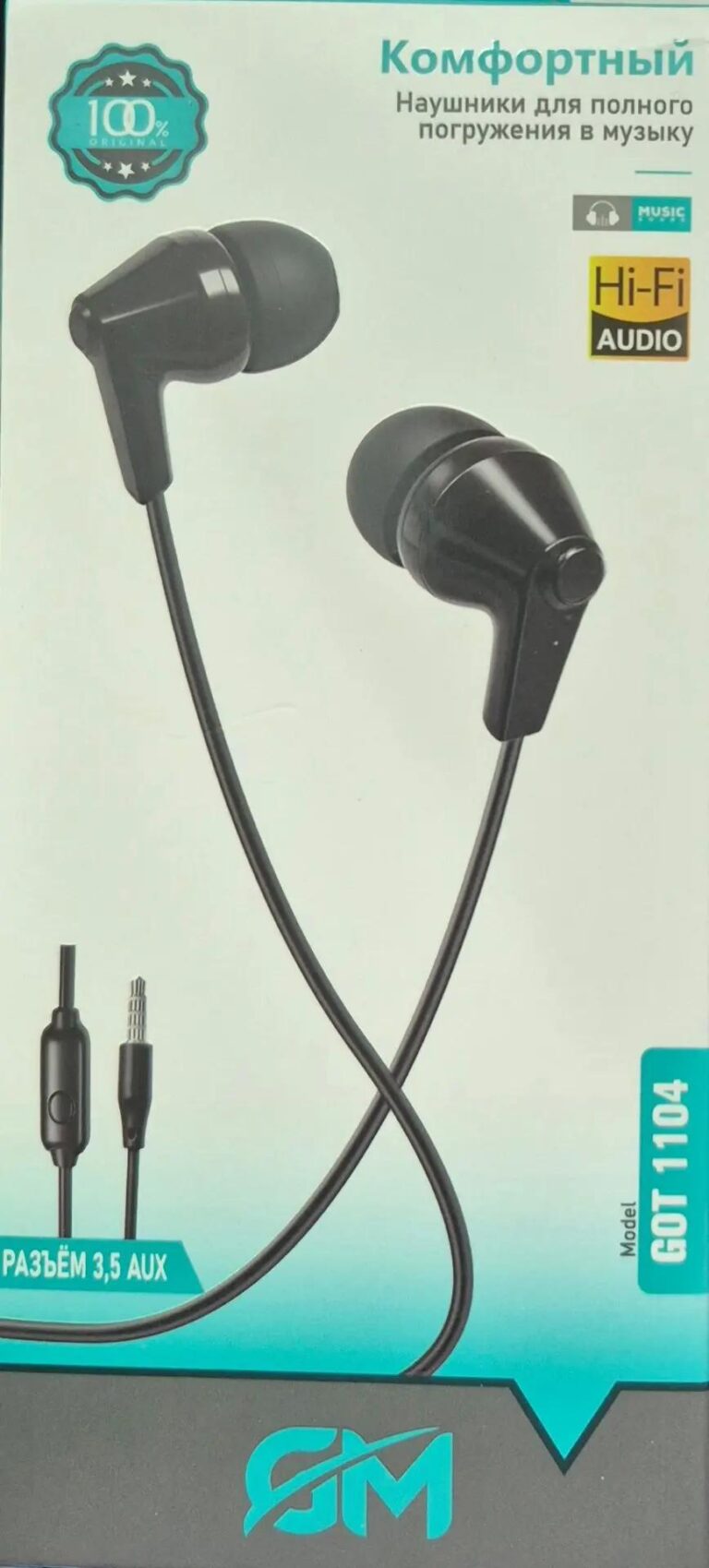 Наушники GM GOT 1104 3.5mm прямой штекер black 1