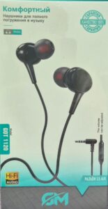 Наушники GM GOT 1120 3.5mm угловой штекер black 1