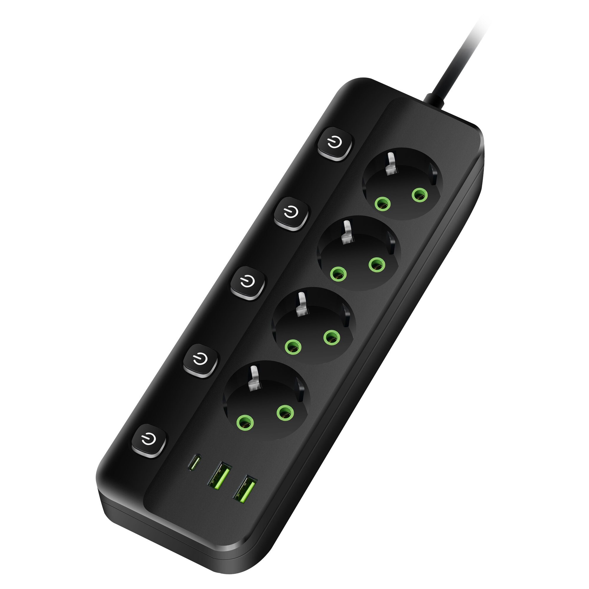 Amper сетевой фильтр, 2,0м, 4 розетки, 10А, 2500 Вт, 2usb, 1Type-C, 4кн, черный. 1 Amper сетевой фильтр, 2,0м, 4 розетки, 10А, 2500 Вт, 2usb, 1Type-C, 4кн, черный. 1