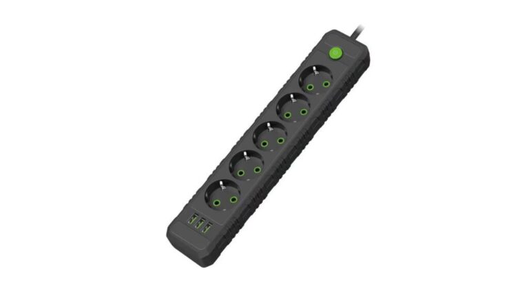 Amper сетевой фильтр, 4,0м, 5 розеток, 10А, 2500 Вт, 2usb, 3Type-C, 1кн, черный. 1