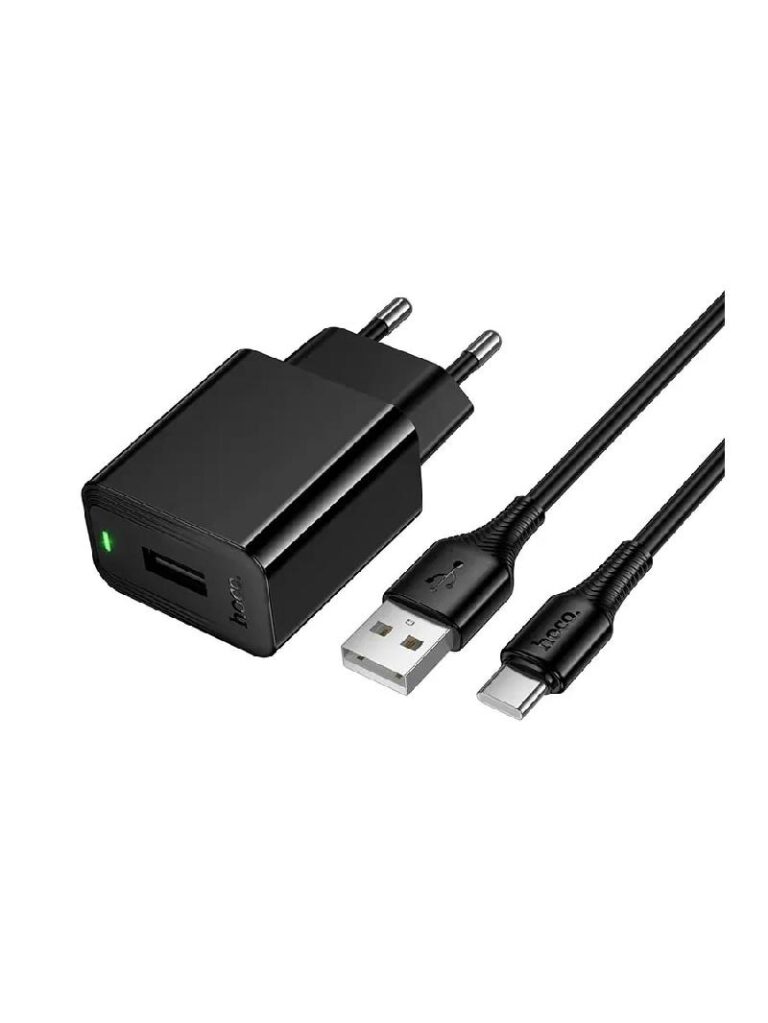 HOCO CS91A/ Сетевое ЗУ + Кабель Type-C 1m/ 1 USB/ Выход: 10.5W/ черный 1